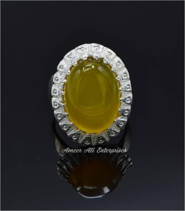 AAE 6820 CHANDI RING 925, STONE: Yellow AQEEQ - AmeerAliEnterprises