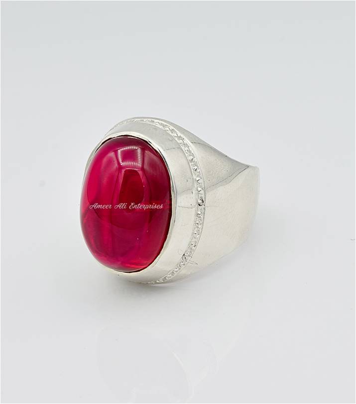 AAE 6620 Chandi Ring 925, Stone: Irani Poota Yaqoot