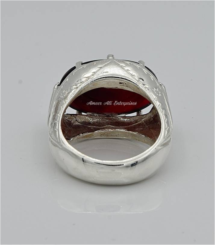 AAE 6567 Chandi Ring 925, Stone: Yamni Aqeeq