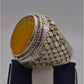 AAE 2312 Chandi Ring 925, Stone: Yellow Aqeeq - AmeerAliEnterprises