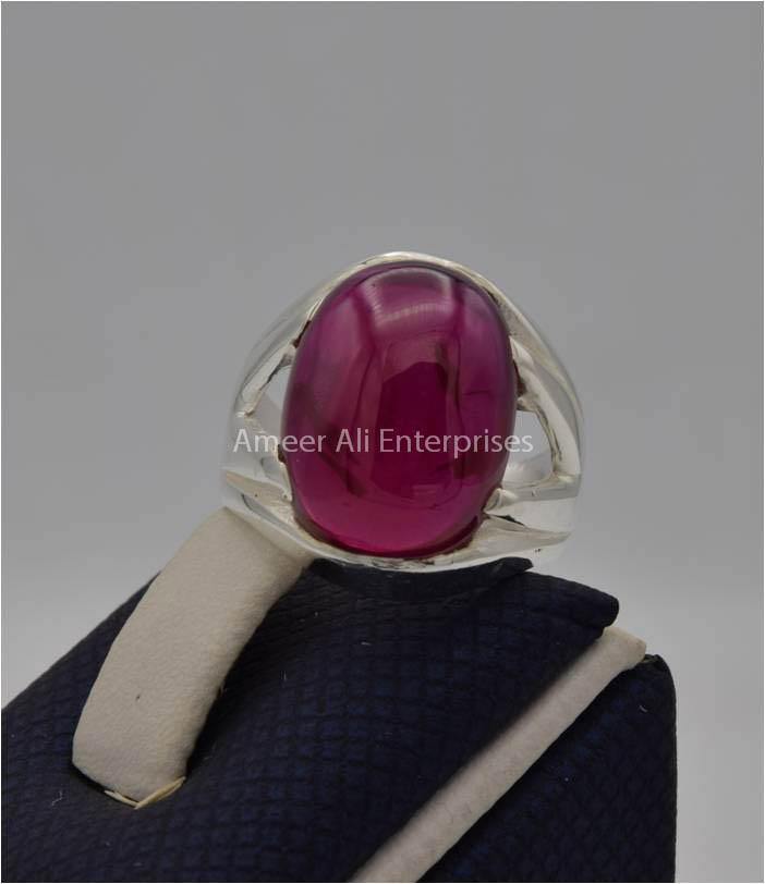 AAE 2207 Chandi Ring 925, Stone: Irani Poota Yaqoot (Anari Yaqoot) - AmeerAliEnterprises