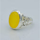 AAE 6591 Chandi Ring 925, Stone: Yellow Aqeeq