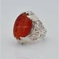 AAE 6570 Chandi Ring 925, Stone: Irani Aqeeq Engraved
