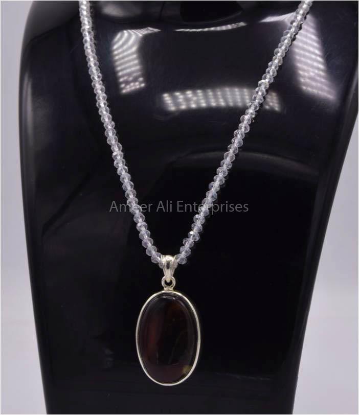 AAE 5834 Chandi Pendant 925, Stone: Sulemani Aqeeq - AmeerAliEnterprises