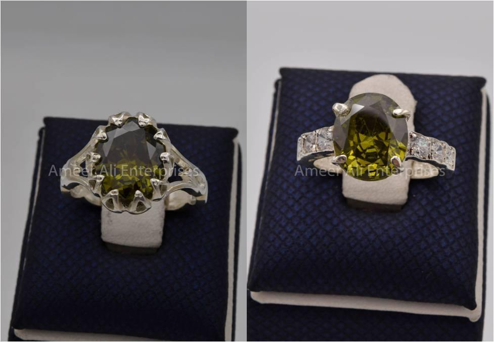 Silver Couple Rings: Pair 112,  Stone: Zircon - AmeerAliEnterprises