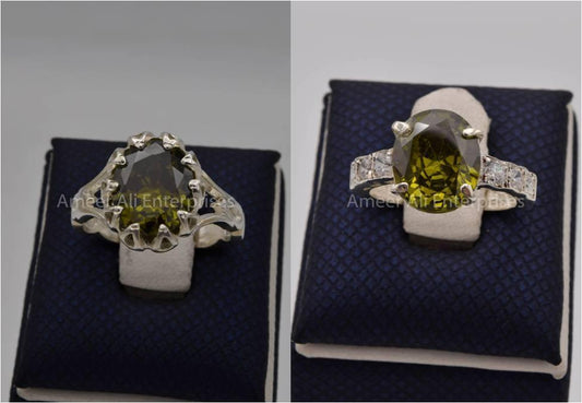 Silver Couple Rings: Pair 112,  Stone: Zircon - AmeerAliEnterprises
