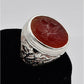 AAE 6569 Chandi Ring 925, Stone: Irani Aqeeq Engraved