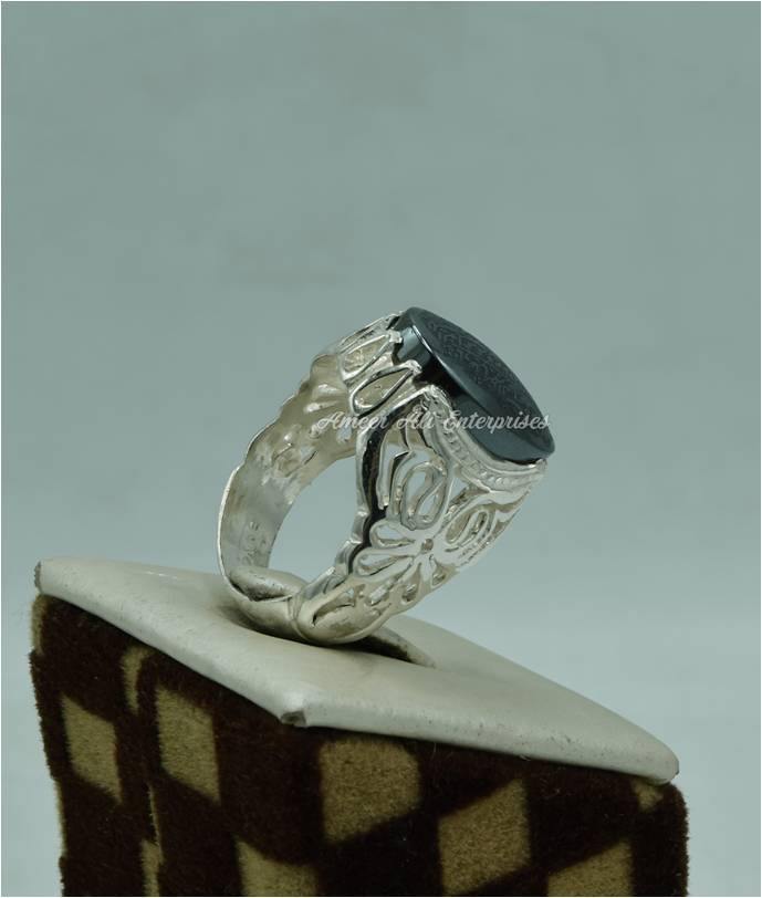 AAE 6142 Chandi Ring 925, Stone: Hadeed (Naad-e-Ali A.S) - AmeerAliEnterprises