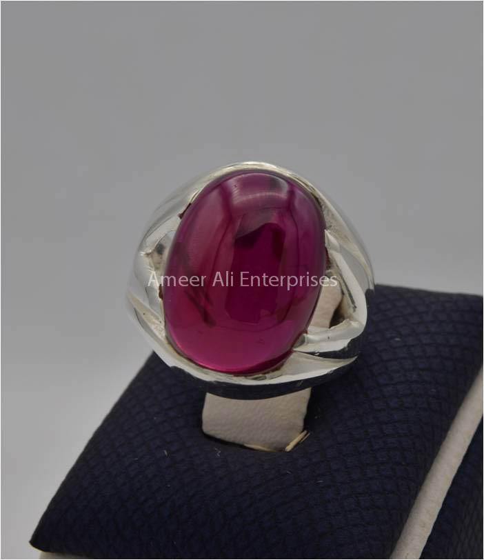 AAE 2207 Chandi Ring 925, Stone: Irani Poota Yaqoot (Anari Yaqoot) - AmeerAliEnterprises