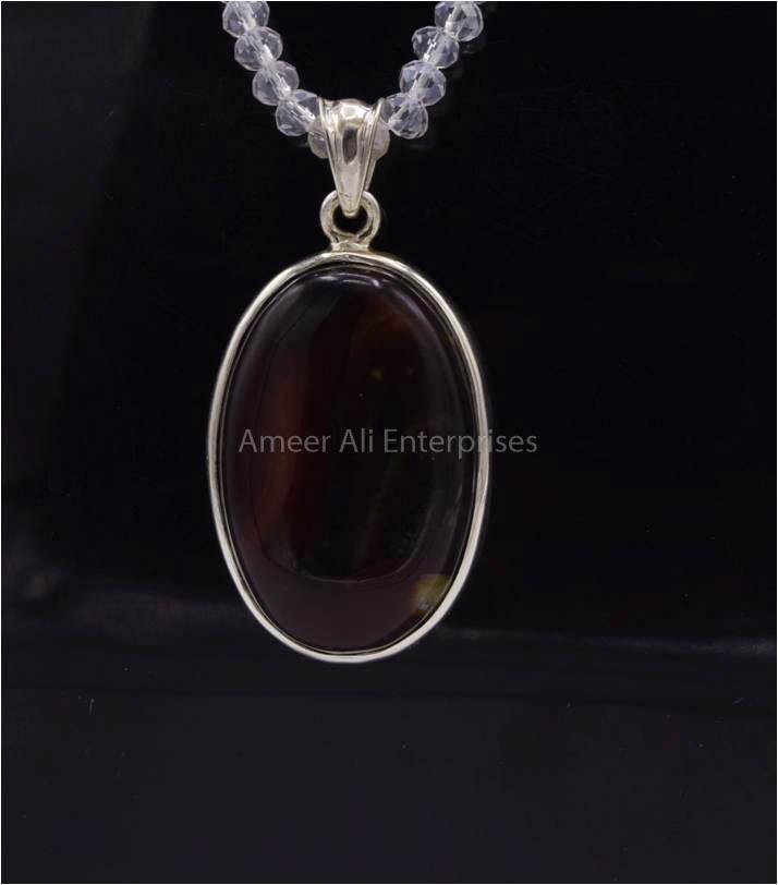 AAE 5834 Chandi Pendant 925, Stone: Sulemani Aqeeq - AmeerAliEnterprises