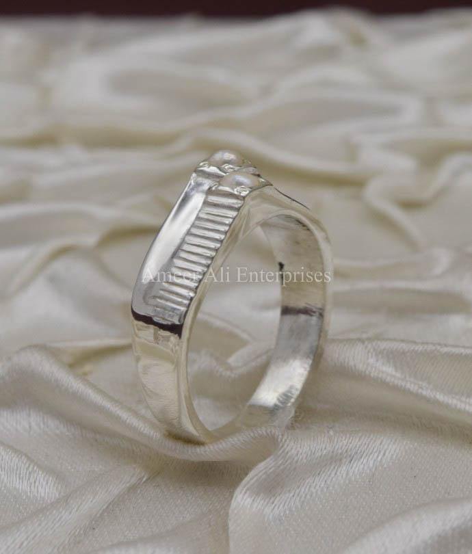 AAE 9815 Chandi Ring 925, Stone Pearl - AmeerAliEnterprises