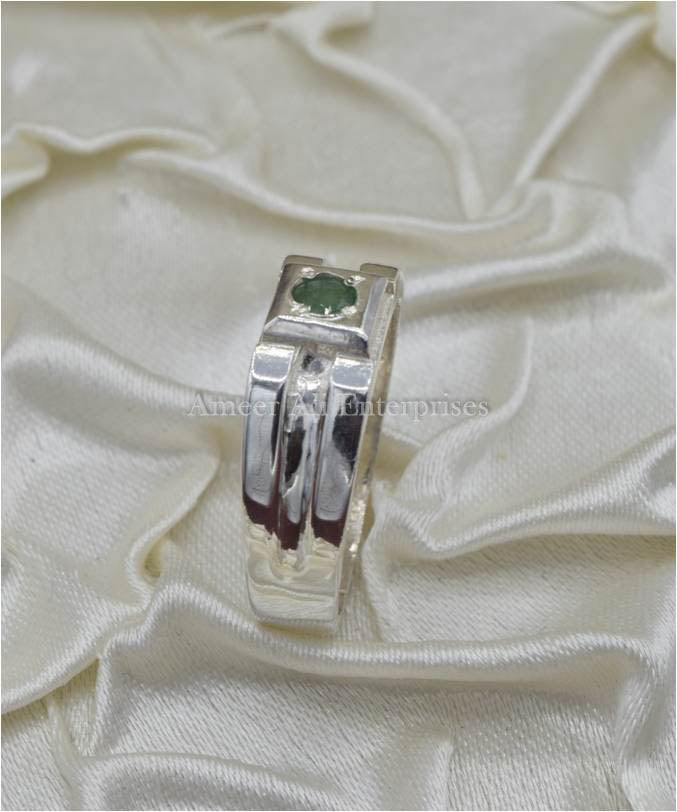 AAE 3514 Chandi Ring 925, Stone Emerald (Zamurd)