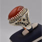 AAE 4372 Chandi Ring 925, Stone: Red Aqeeq - AmeerAliEnterprises
