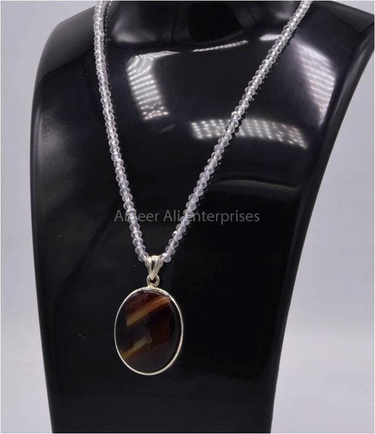 AAE 5835 Chandi Pendant 925, Stone: Sulemani Aqeeq - AmeerAliEnterprises