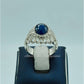 AAE 3633 Chandi Ring 925, Stone: Blue Sapphire (Neelam)