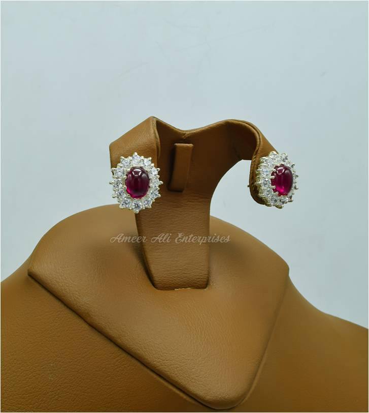 AAE 5769 Chandi Earrings 925, Stone: Irani Pota Yaqoot - AmeerAliEnterprises