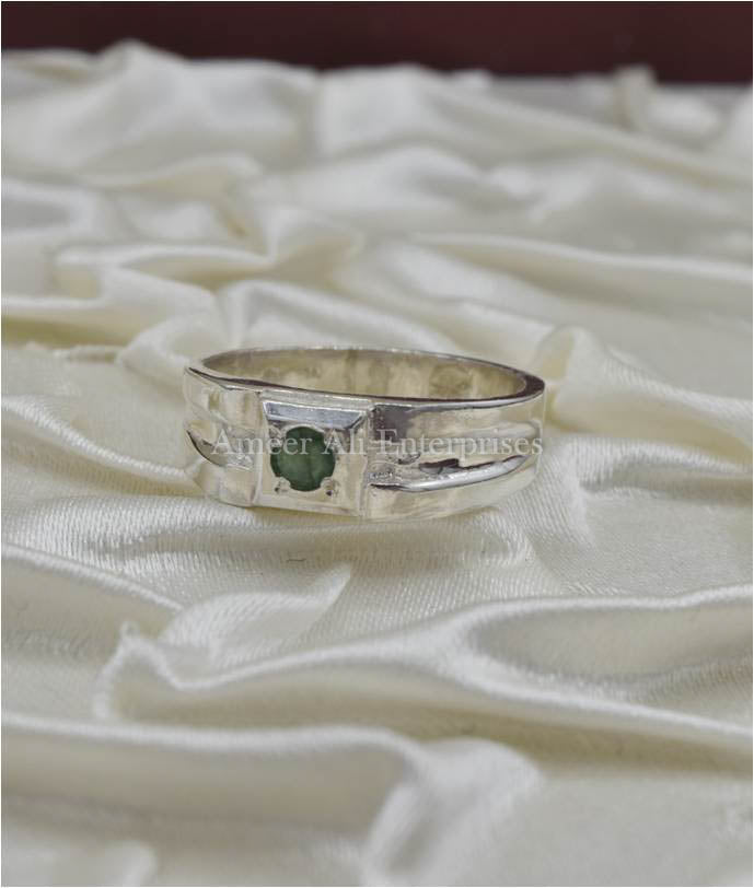AAE 3514 Chandi Ring 925, Stone Emerald (Zamurd)