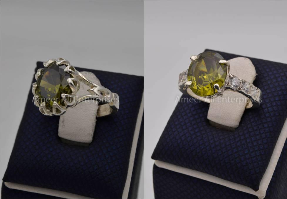Silver Couple Rings: Pair 112,  Stone: Zircon - AmeerAliEnterprises