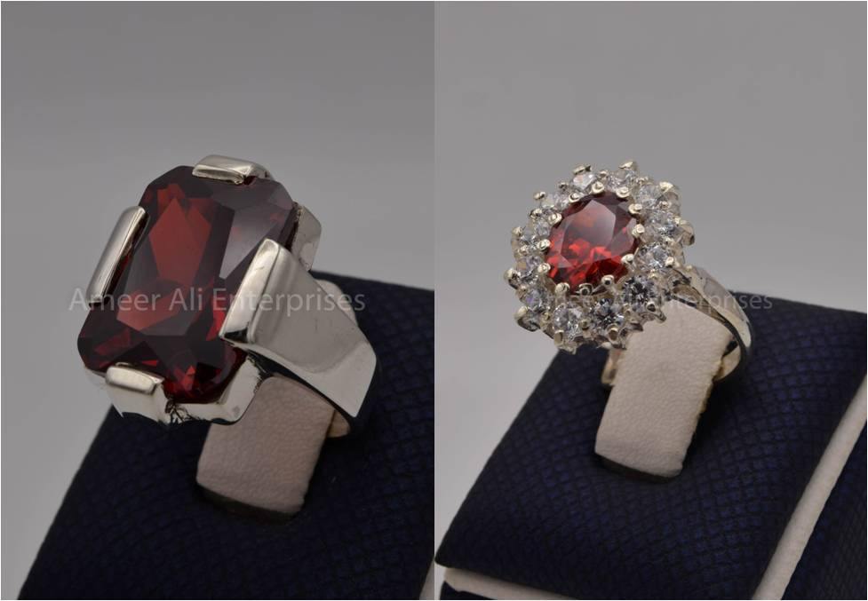 Silver Couple Rings: Pair 33,  Stone: Zircon - AmeerAliEnterprises