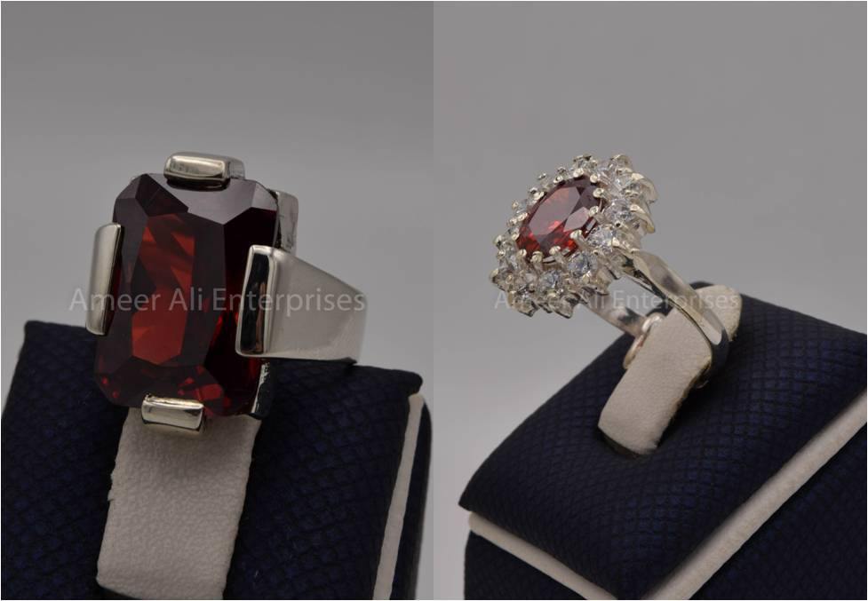 Silver Couple Rings: Pair 33,  Stone: Zircon - AmeerAliEnterprises