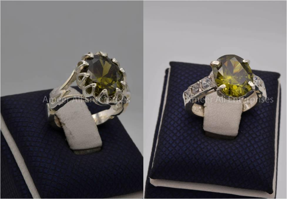 Silver Couple Rings: Pair 112,  Stone: Zircon - AmeerAliEnterprises