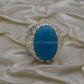 AAE 1909 Chandi Ring 925, Stone: Feroza (Turquoise) - AmeerAliEnterprises