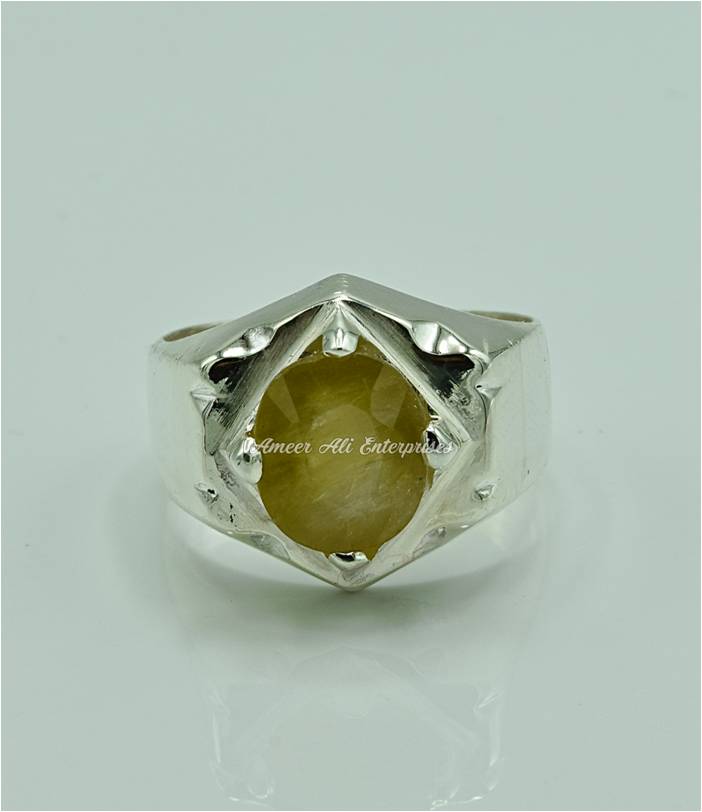 AAE 6871 Chandi Ring 925, Stone: Pukhraj