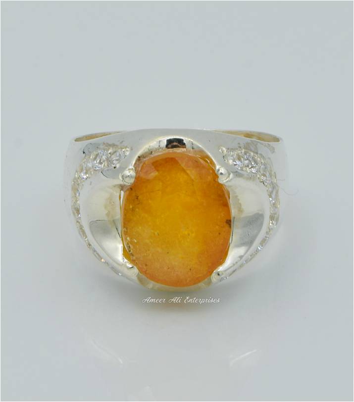 AAE 6243 Chandi Ring 925, Stone: Pukhraj