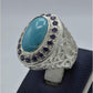 AAE 5854 Chandi Ring 925, Stone: Feroza - AmeerAliEnterprises