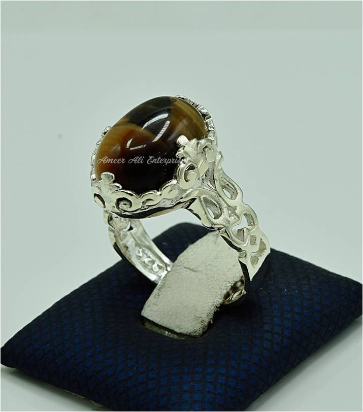 AAE 6905 Chandi Ring 925, Stone: Tiger's Eye