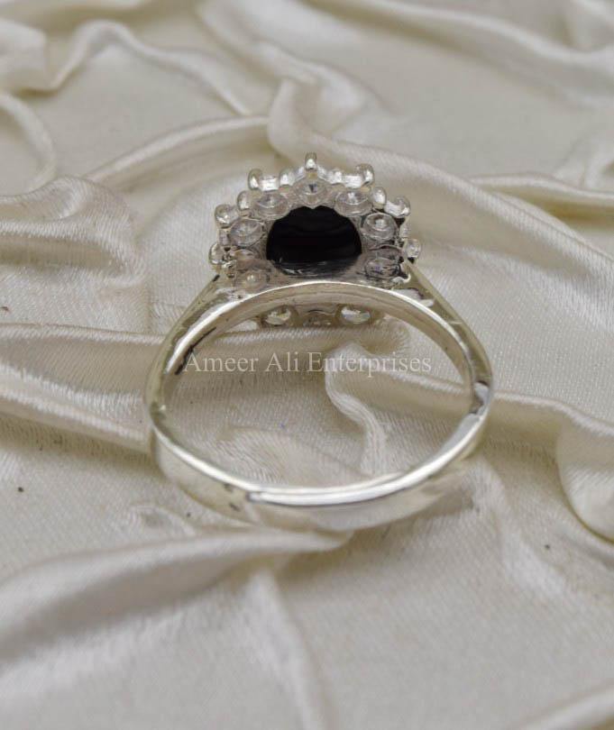 AAE 0329 Chandi Ring 925, Stone Opal (Black) - AmeerAliEnterprises