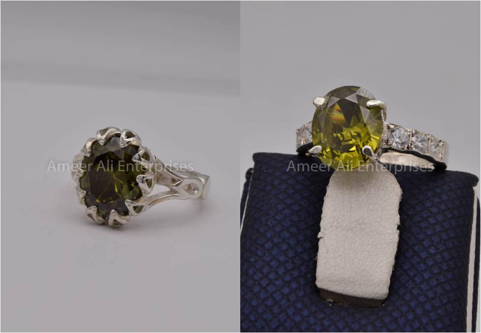 Silver Couple Rings: Pair 112,  Stone: Zircon - AmeerAliEnterprises