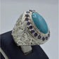 AAE 5854 Chandi Ring 925, Stone: Feroza - AmeerAliEnterprises