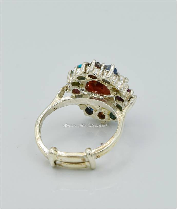 AAE 6277 Chandi Ring 925, Stone: Marjan (Coral)