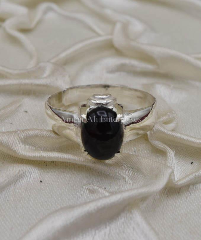 AAE 0330 Chandi Ring 925, Stone Opal (Black) - AmeerAliEnterprises