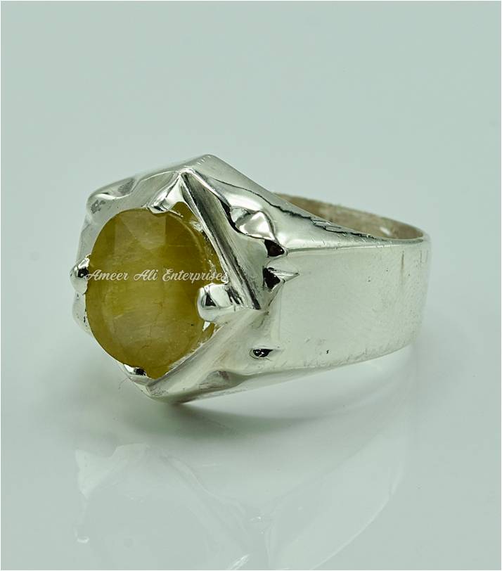 AAE 6871 Chandi Ring 925, Stone: Pukhraj