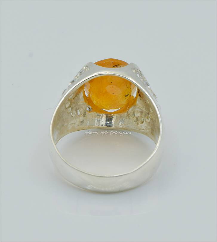 AAE 6243 Chandi Ring 925, Stone: Pukhraj