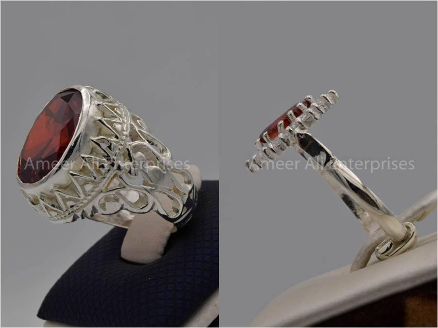 Silver Couple Rings: Pair 49,  Stone: Zircon - AmeerAliEnterprises