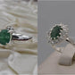 Silver Couple Rings: Pair 7, Stone: Emerald - AmeerAliEnterprises