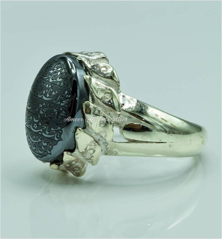 AAE 6772 CHANDI RING 925, STONE: HADEED (NAAD-E-ALI A.S) - AmeerAliEnterprises