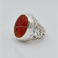 AAE 6569 Chandi Ring 925, Stone: Irani Aqeeq Engraved