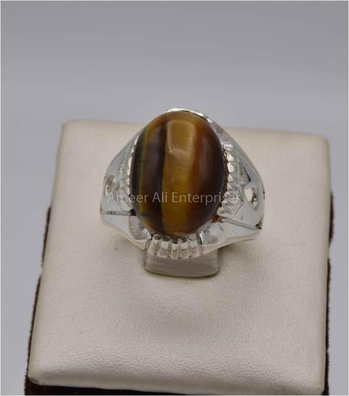 AAE 5571 Chandi Ring 925, Stone: Tiger's Eye - AmeerAliEnterprises