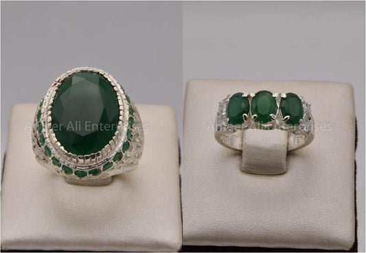 Silver Couple Rings: Pair 110,  Stone: Zircon - AmeerAliEnterprises