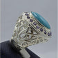 AAE 5854 Chandi Ring 925, Stone: Feroza - AmeerAliEnterprises