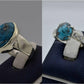 Silver Couple Rings: Pair 136,  Stone: Shajri Feroza - AmeerAliEnterprises