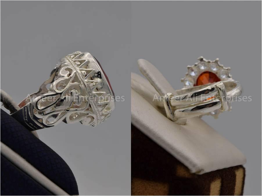 Silver Couple Rings: Pair 49,  Stone: Zircon - AmeerAliEnterprises