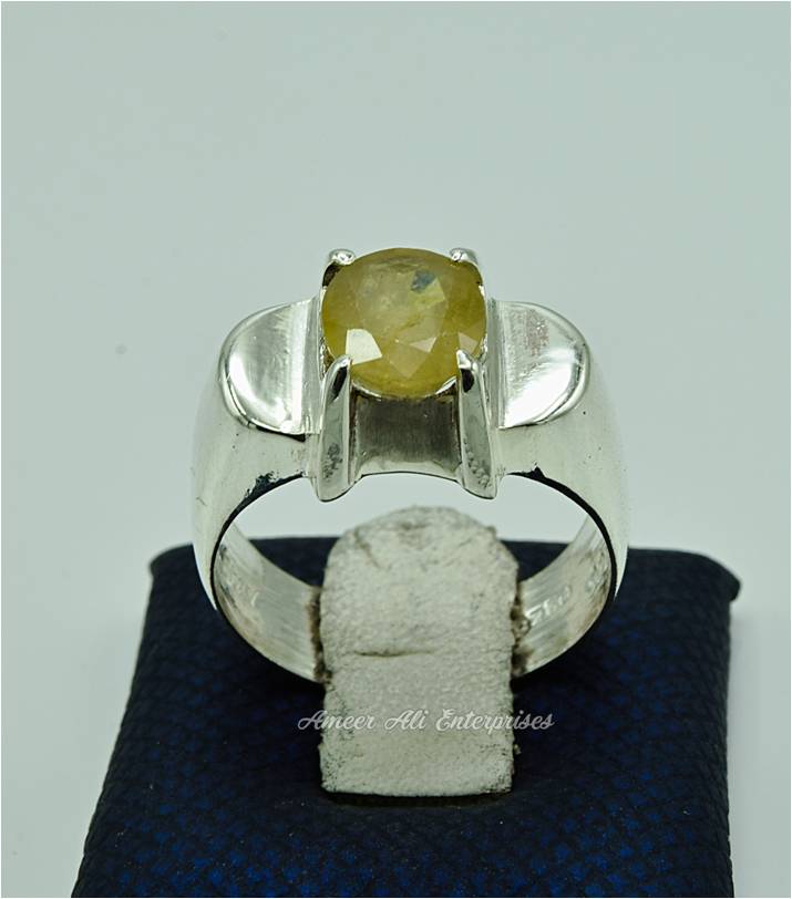 AAE 6862 Chandi Ring 925, Stone: Pukhraj