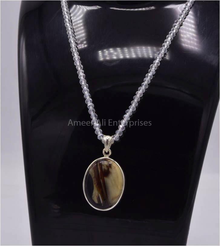AAE 5836 Chandi Pendant 925, Stone: Sulemani Aqeeq - AmeerAliEnterprises
