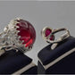 Silver Couple Rings: Pair 147,  Stone: Irani Poota Yaqoot - AmeerAliEnterprises