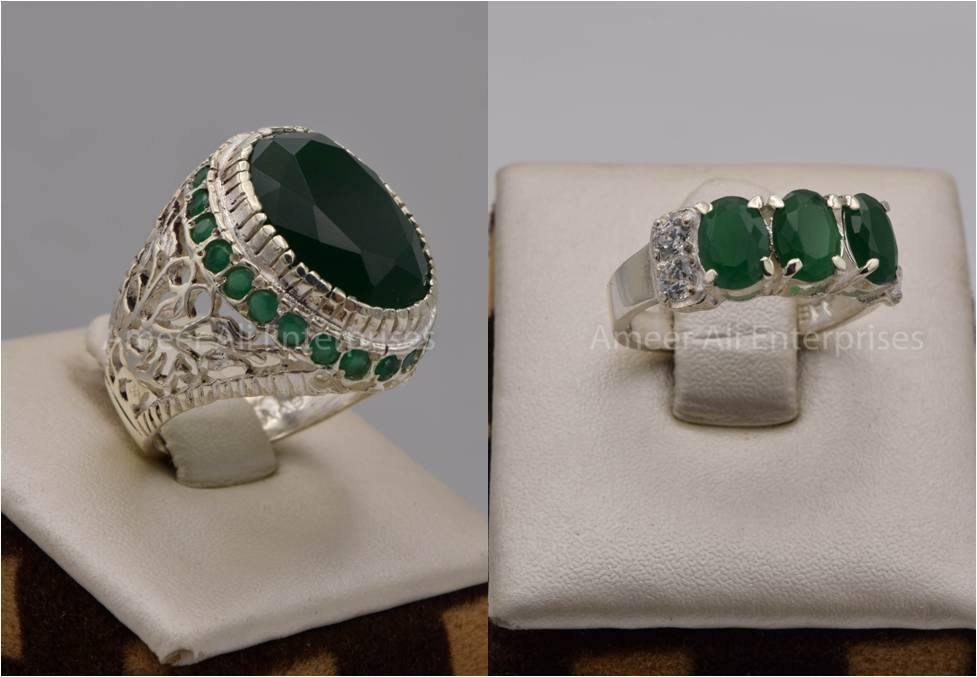 Silver Couple Rings: Pair 110,  Stone: Zircon - AmeerAliEnterprises